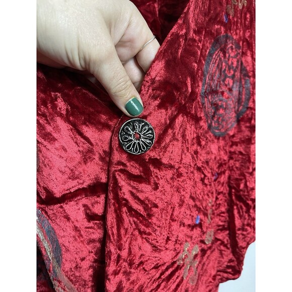 Blue Fish Women's Vintage Crushed Red Velvet Vest Top Handpainted - Picture 3 of 7